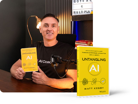 Matt Kesby with UntanglingAI book